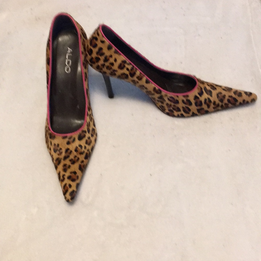 Aldo pony hair leopard print stilettos